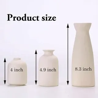 Moderne beige Blumenvasen, 3er-Set – Keramikvase für Pampasgras – Rustikale Landhaus- und Wohndekoration