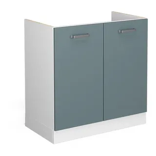 Vicco Spülenunterschrank R-Line Blau-Grau 80 cm mit Türen, ohne Arbeitsplatte , Blaugrau , Holzwerkstoff , 1 Fächer , Rechteckig , 80x81.6x46 cm , Küchen, Küchenmöbel, Küchenschränke, Küchenunterschränke