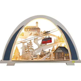 Tietze Erzgebirgsdegn LED Schwibbogen »NEW LINE Fichtelbergidylle exklusiv 53 cm«