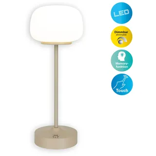 NÄVE LED Tischleuchte "Pina", beige, 1, Ø 10,5cm H: 30cm, 1 Stk., Leuchten, Akku aufladbar, USB Typ C inkl. Kabel 100cm, Touch, dimmbar, LED Tischleuchte