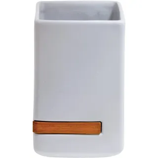 Spirella Zahnputzbecher Oslo Keramik 7,6x11,9 cm Weiß Bambus, White