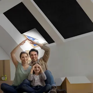 Dachfenster Verdunkelung, Fenster verdunkelung, Lichtundurchlässigdach Verdunklungsrollo Ohne Bohren Tragbare Reise Sonnenschutz Fenster Verdunklungsstoff für Schlafzimmer Wohnzimmer, 100 x 145CM