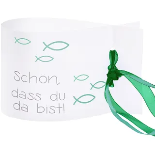 Windlicht Fisch Deko, 8 Stück Mini Tischlichter Kerzen Deko als Tischdeko für Junge und Mädchen Kommunion Konfirmation Taufe Teelichter I Schön DASS du da bist I ca. 12,0 x 8,0 cm (Türkis)