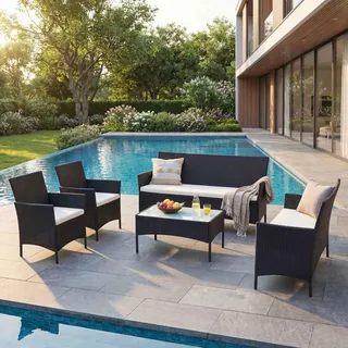 Mendler Halden Loungeset anthrazit/creme