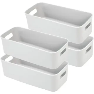 LYLIDIA 4 Stück Aufbewahrungsbox Klein Schmal 30cm, Kunststoffbox Organizer Box Aufbewahrung, Aufbewahrungskorb Kisten Schrank Schubladen Ordnungsboxen Basket Körbchen für Bad Küche (4 Stück Grau)