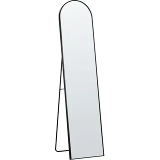 BELIANI Stehspiegel Schwarz mit dekorativem Rahmen 36 x 150 cm Oval Industriestil Ganzkörper für Ecke Schlafzimmer Garderobe Bad Wohnzimmer - Schwarz