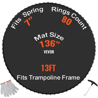 Vevor Trampolinmatte Sprungtuch für Trampolin Ø 396 cm, verstärkte UV-beständige Matte mit 80 V-Ringen, passend für 17,8 Federlänge