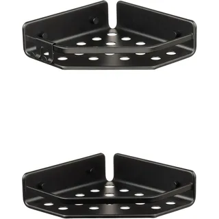 TATAY 2er Pack Duschablage Ohne Bohren Eckig Aluminium | Mit Schrauben und Quick Fix Befestigungssystem | Feuchtigkeitsbeständig | Schneller Wasserablauf | 20 x 5,5 x 20 cm – Modell Serenity – Schwarz