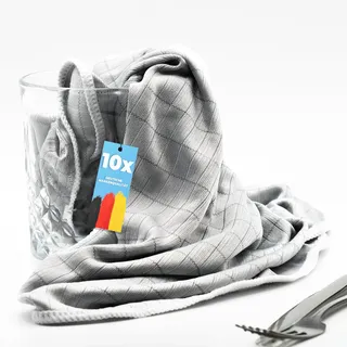 limpando 10X Feines Glaspoliertuch für Gläser in grau - Große Gläserpoliertücher (60cm x 40cm) für streifenfreie Gläser, Karaffen, Besteck, Geschirr und Spiegel | Brillenputztuch