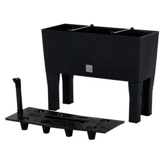 Hochbeet Anthrazit 60x25x46cm PP Rattan - Grau