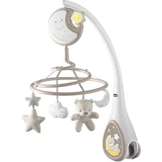 Chicco Next2Dreams Babybett Mobile mit Licht und Musik - 3 in 1 Baby Mobile Kompatibel mit Next2Me Babybett, mit Soundeffekten, Nachtlichtprojektor und Klassischer Musik - 0+ Monate, Beige