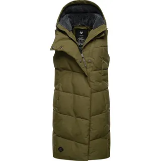 Ragwear Steppweste Pavla Vest«, (1 tlg.), stylische Winterweste mit Teddyfutter und Kapuze grün