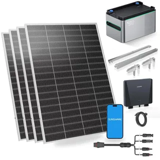SUNSHARE Ray Lite 800 W Mini-Balkonkraftwerk mit 1024 Wh Balkonkraftwerkspeicher XORO SOLAR SPS 1124 – Leichtes, vormontiertes Komplettset mit 800W Mikro-Wechselrichter, Solarpanel & Speicher