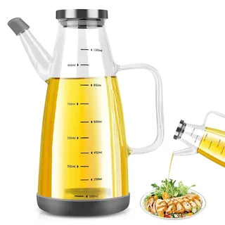 GOEDCH 1L Ölflasche Olivenöl Flasche: Öl Essig Flaschen Leer mit Edelstahl Obere Abdeckung, Groß Auslaufsicher Ölspender, Olivenölflasche mit Trichter, Essigflaschen, Sojasauceflasche für Öl, Essig