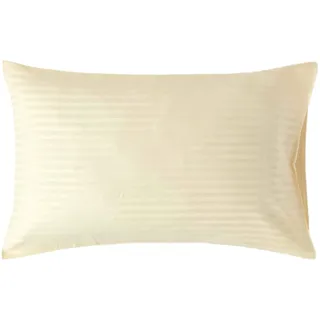 HOMESCAPES Damast Kissenbezug vanille 48x74 cm mit Satin-Streifen & Hotelverschluss, 100% ägyptische Baumwolle, Fadendichte 330