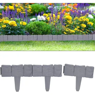 DEUBA® Rasenkante Kunststoff 2,50m UV-beständig Erdspieß wetterfest Beetumrandung Beeteinfassung Stein Granit Optik Grau - Grau