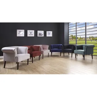 Atlantic Home Collection Sessel Charlie Samtvelours 86 x 70 x 74 cm Rot