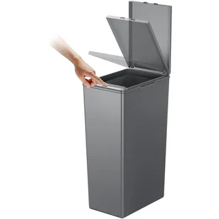 EKO Morandi Küchenabfalleimer, Kunststoff-Recycling-Mülleimer für Küche und Zuhause, großer Abfalleimer mit Push-Top, Dunkelgrau, 40 Liter