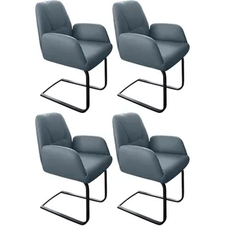 W.SCHILLIG Freischwinger "ole" (Set) 4 Stk.2er- oder 4er-Set, Gestell in Schwarz pulverbeschichtet, blau z69, schwarz pulverbeschichtet