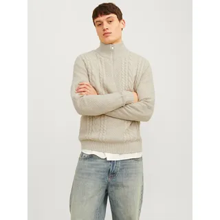 Jack & Jones Troyer »JJCRAIG KNIT HALF ZIP«, mit Zopfmuster Jack & Jones White Melange S