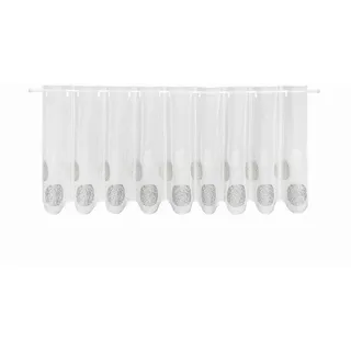 Kurzgardine , Weiß , Textil , Kreise , 145x45 cm , Heimtextilien, Vorhänge, Scheibengardinen