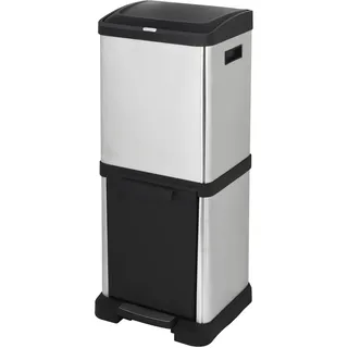 KITCHEN MOVE Pedal-Abfallkorb mit Pedal für selektive Abfallsammlung 34L 2 Fächer (16+18L) Oslo Edelstahl