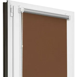 Estika Verdunklungsrollo ohne bohren - 40 x 220 cm - Braun - Thermorollo - Braun