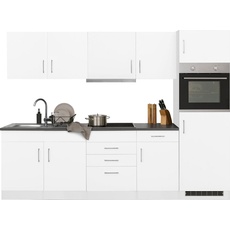 Bild von MÖBEL Küchenzeile »Paris«, mit E-Geräten, Breite 270 cm, wahlweise mit Induktionskochfeld, weiß