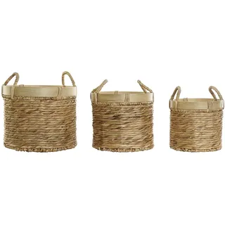 DKD Home Decor Körbchen-Set, Braun und Natur, aus Bambus, 35 x 35 x 30,5 cm