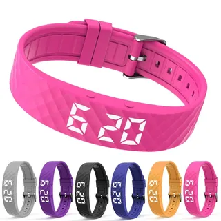 Umllpet Vibrationsalarm Erinnerung Uhr, Vibrationswecker Armband, Smartes Vibrationsarmband mit Timer, 8 Alarmen und Schlafüberwachung, wasserdichte Uhren für Kinder Erwachsene Senioren (Rosa)