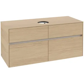 Villeroy & Boch Collaro Waschbeckenunterschrank, 4 Auszüge, Waschbecken mittig, Wandmontage, 1200x548x500mm, C04100VJ, Farbe: Front/Korpus: Nordic Oak, Griff: Cashmere Grey