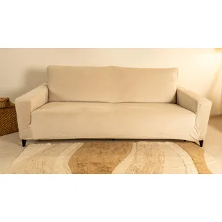 TRAMAS+ Stretch Sofabezug für 2-Sitzer (145–178 cm) – Elastische Sofahusse in Salbeigrün – Perfekter Sitz, rutschfest, Vollständiger Schutz für Sofa mit Armlehnen - Topo