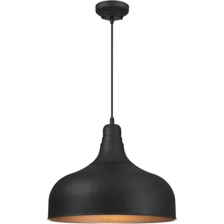 Einflammige Pendelleuchte Morton Eisen strukturiert - Schwarz