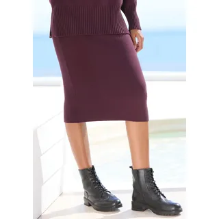 LASCANA LASCANA, Strickrock, elastischer Midirock, schmale Form, rot