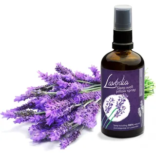 Lavodia Lavendel Spray, Lavendel Kissenspray zum Einschlafen, Lavendelöl Duft Spray - Entspannung, Aromatherapie, Schlafhilfe, Raumduft, beruhigender Duft - 100 ml - 4,5x4,5x13,5 cm