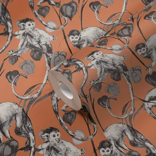 A.S. Création Michalsky Living Dschungeltapete Change is good Tapete Mad Monkeys Vliestapete orange grau schwarz matt fein strukturiert 379824