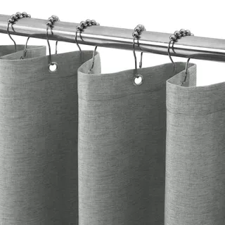 Duschvorhang Leinen mit Metall Duschvorhangringe Stoff Textil Badewannenvorhang Anti Schimmel Bad Vorhang Set Wasserdicht Badewanne Vorhang Schwerer Shower Curtain Badezimmer - 122 x 182cm (Grau)