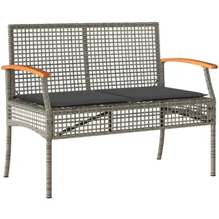 vidaXL Gartenbank mit Kissen Grau Poly Rattan Akazienholz - Grau