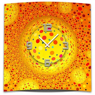 Wanduhr XXL 3D Optik Dixtime orange Punkte 50x50 cm leises Uhrwerk GQ-016 - Orange