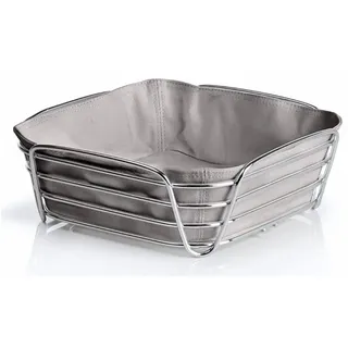BLOMUS -DELARA- Brotkorb L aus verchromtem Stahl, Moonbeam, Baumwoll-Stofftasche, trendiges & modernes Design, vielseitig nutzbar, exklusive Optik (H / B / T: 9,5 x 25,5 x 25,5 cm, 63758)