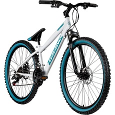 Bild Dirtbike 26 Zoll MTB G600 Mountainbike Fahrrad 18 Gang Dirt Bike Rad (weiß/türkis, 33 cm)