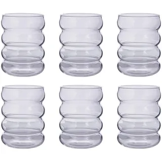 Butlers Trinkgläser (6er Set) Hoop 350 ml , Transparent , Glas , Gläser, Trinkgläser