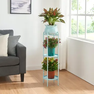 [en.casa] Blumenständer Altena 94,5x27x27 cm Hellblau [en.casa]