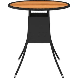 vidaXL Garten-Esstisch Schwarz Ø 70 cm Poly Rattan Massivholz Akazie - Schwarz