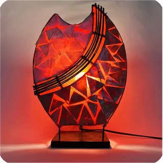Deko-Leuchte Stimmungsleuchte asiatische Lampe Stehleuchte Tischleuchte Tischlampe Bali Asia PERLMUTT 36 cm, rot - Rot