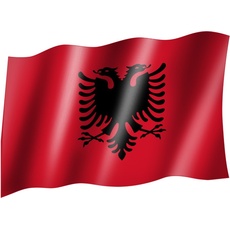 sportfanshop24 Flagge/Fahne ALBANIEN mit Wappen Staatsflagge/Landesflagge/Hissflagge mit Ösen 150x90 cm, sehr Gute Qualität