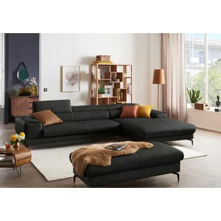 W.Schillig "piedroo, Designsofa mit tollem Sitzkomfort, bequem und elegant, L-Form", Kopfteilverstellung, wahlweise mit Sitztiefenverstellung, Breite 343cm, graphit z59),