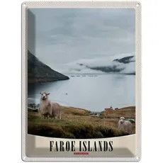 Blechschild 30x40 cm - Dänemark Faroe Island Schaf