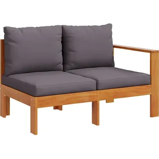 vidaXL Gartensofa mit 1 Armlehne 2-Sitzer Massivholz Akazie - Dunkelgrau
