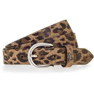 Ledergürtel MUSTANG "Lauren", Damen, Gr. 105, braun (taupe, schwarz braun), Leder, Gürtel Ledergürtel, mit Animal-Print, 2,5 cm breit, Made in Metzingen